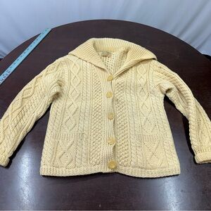 Vintage Cream Shawl Cardigan Handknit All Pure Wool